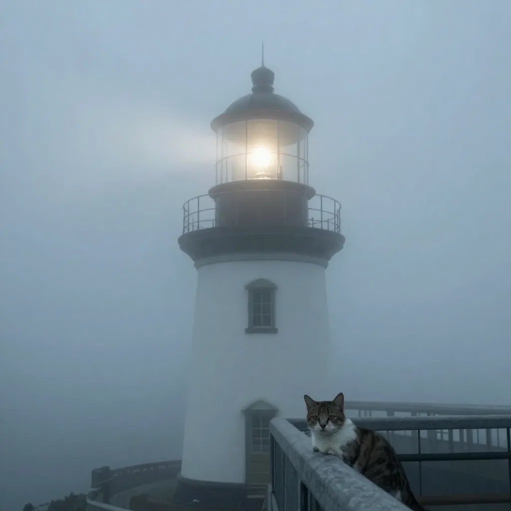 The Lighthouse Cat's Foggy Signal