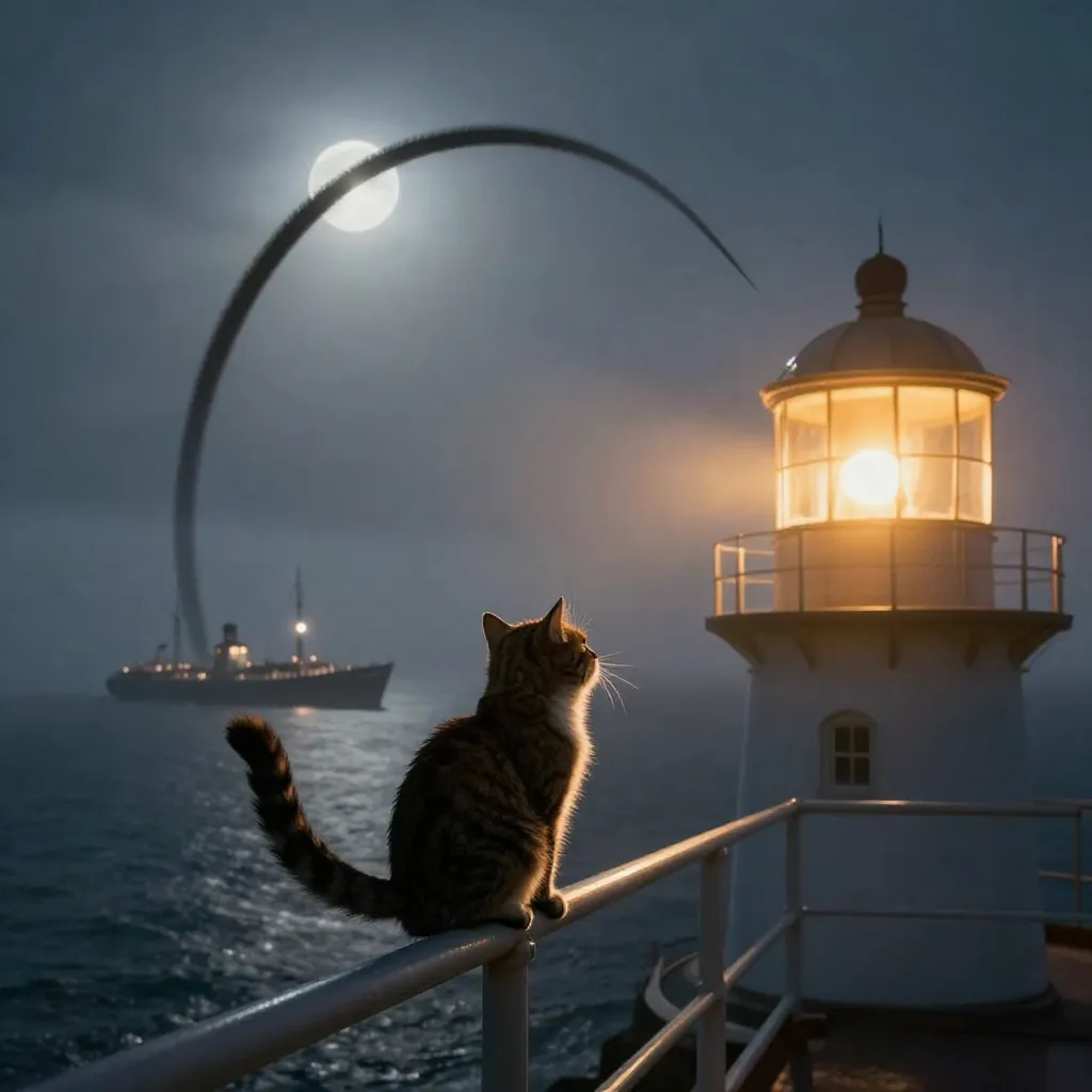 The Lighthouse Cat's Foggy Signal