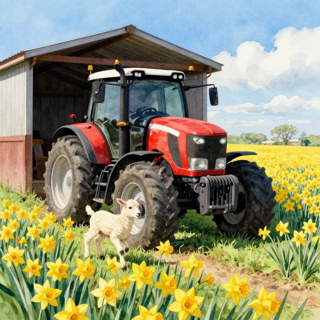 The Grumpy Tractor and the Spring Lamb
